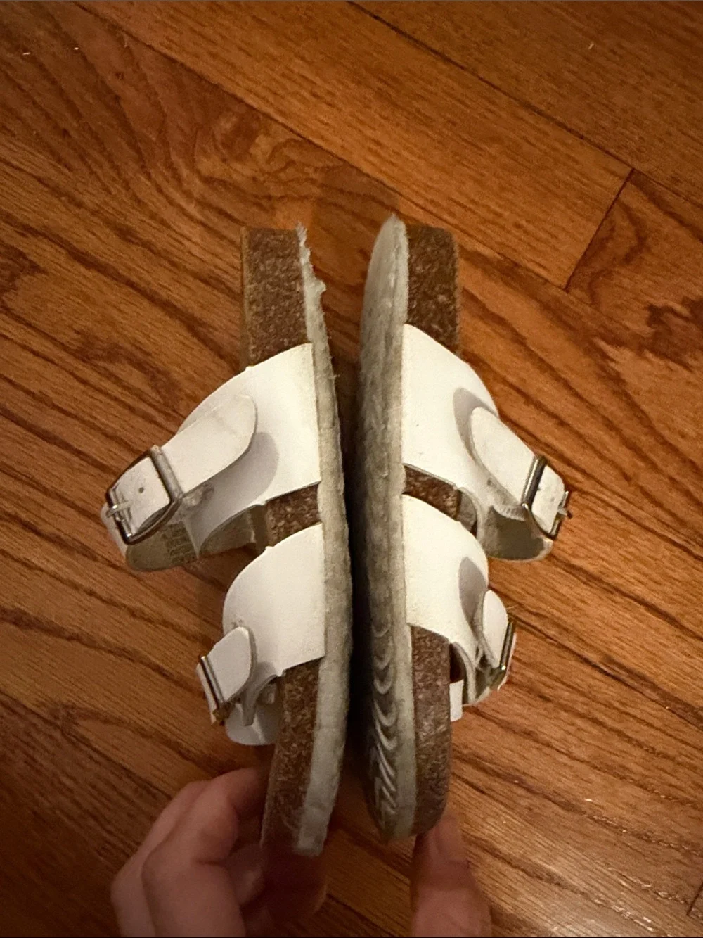 Steve Madden Kids White Double-Strap Buckle Slide Sandals Sz 11